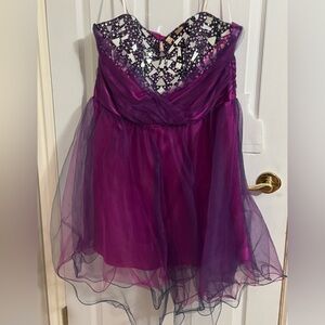 Deb Purple Mirrored Punk Prom Strapless Dress